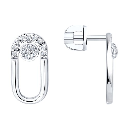 Cercei Pusete din aur alb cu pietre Diamant