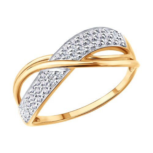 Inel din aur roșu cu pietre Cubic Zirconia Incolor