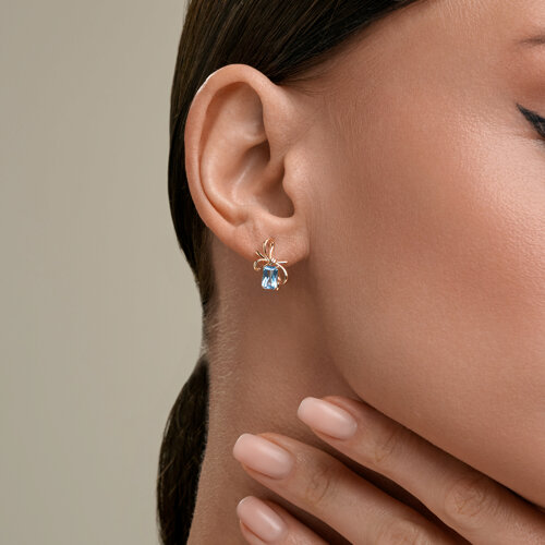 Серьги из красного золота с камнями Топаз Swiss