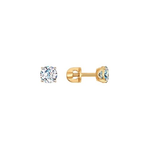 Cercei Pusete din aur roșu cu pietre Cubic Zirconia Incolor