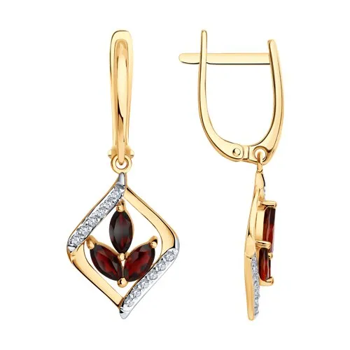 Cercei Suspendați din aur roșu cu Cubic Zirconia Incolor, Granat