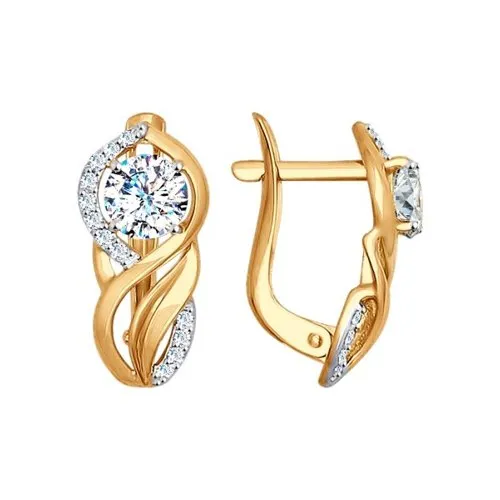 Cercei din aur roșu cu Cubic Zirconia Incolor