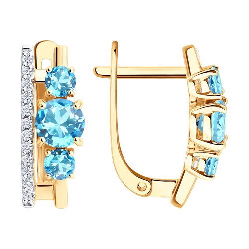 Cercei din aur roșu cu pietre Cubic Zirconia Incolor, Topaz Swiss