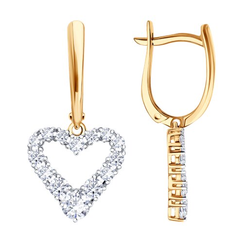 Cercei Suspendați din aur roșu cu pietre Cubic Zirconia Incolor