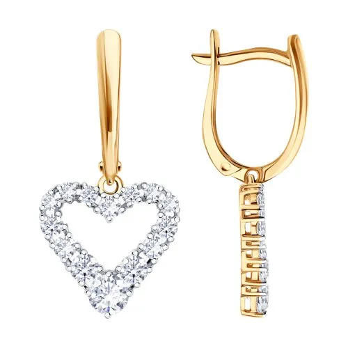 Cercei Suspendați din aur roșu cu Cubic Zirconia Incolor