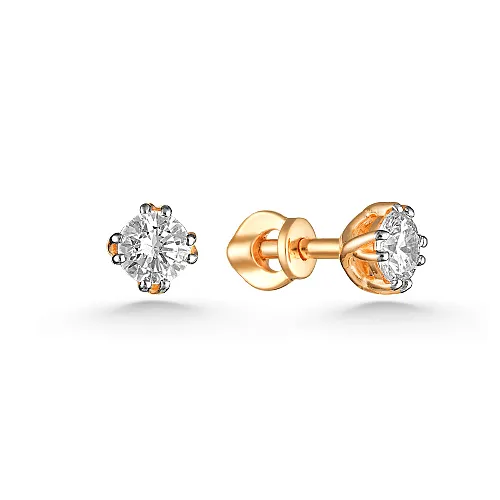 Cercei Pusete din aur roșu cu Cubic Zirconia Incolor