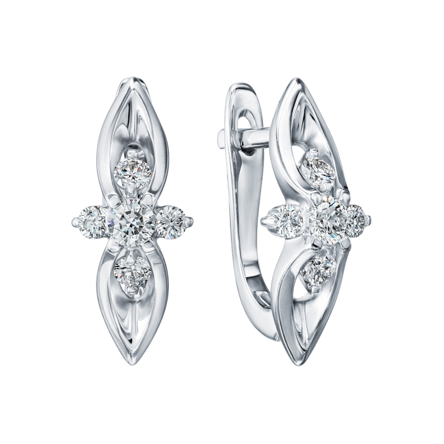 Серьги из белого золота с камнями Бриллиант