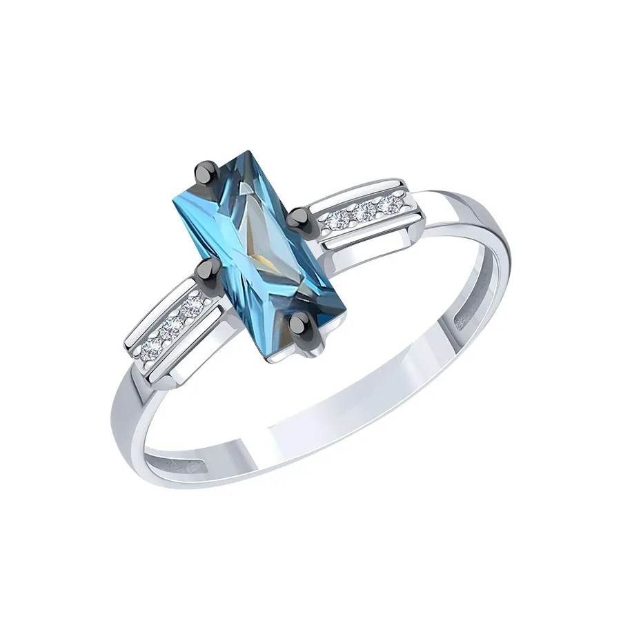 Inel din aur alb cu Cubic Zirconia Incolor, Topaz London