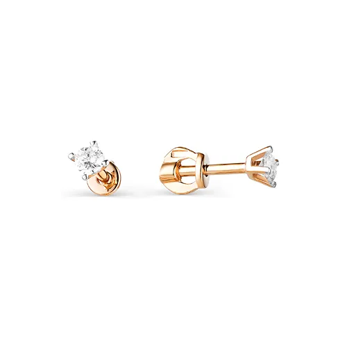 Cercei Pusete din aur roșu cu Cubic Zirconia Incolor
