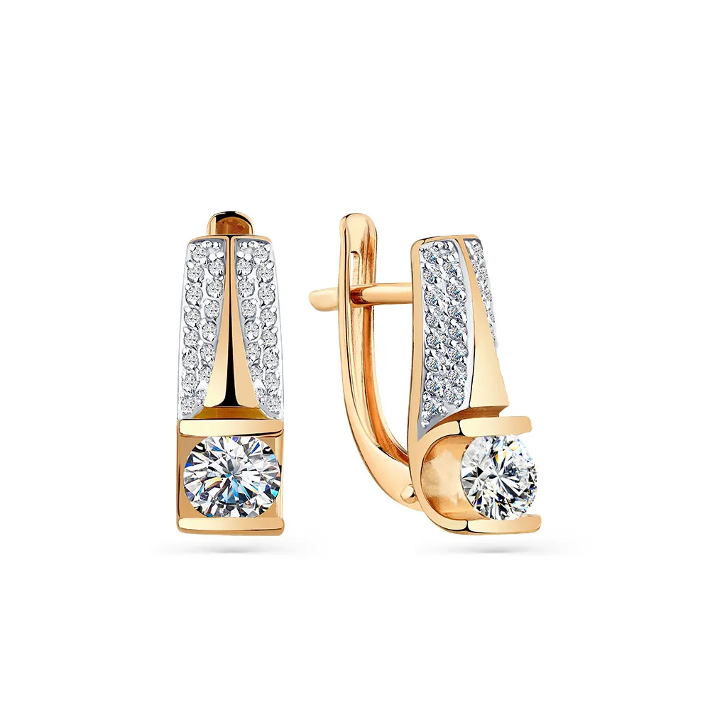 Cercei din aur roșu cu Cubic Zirconia Incolor