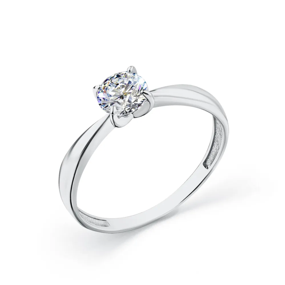 Inel din aur alb cu Cubic Zirconia Incolor