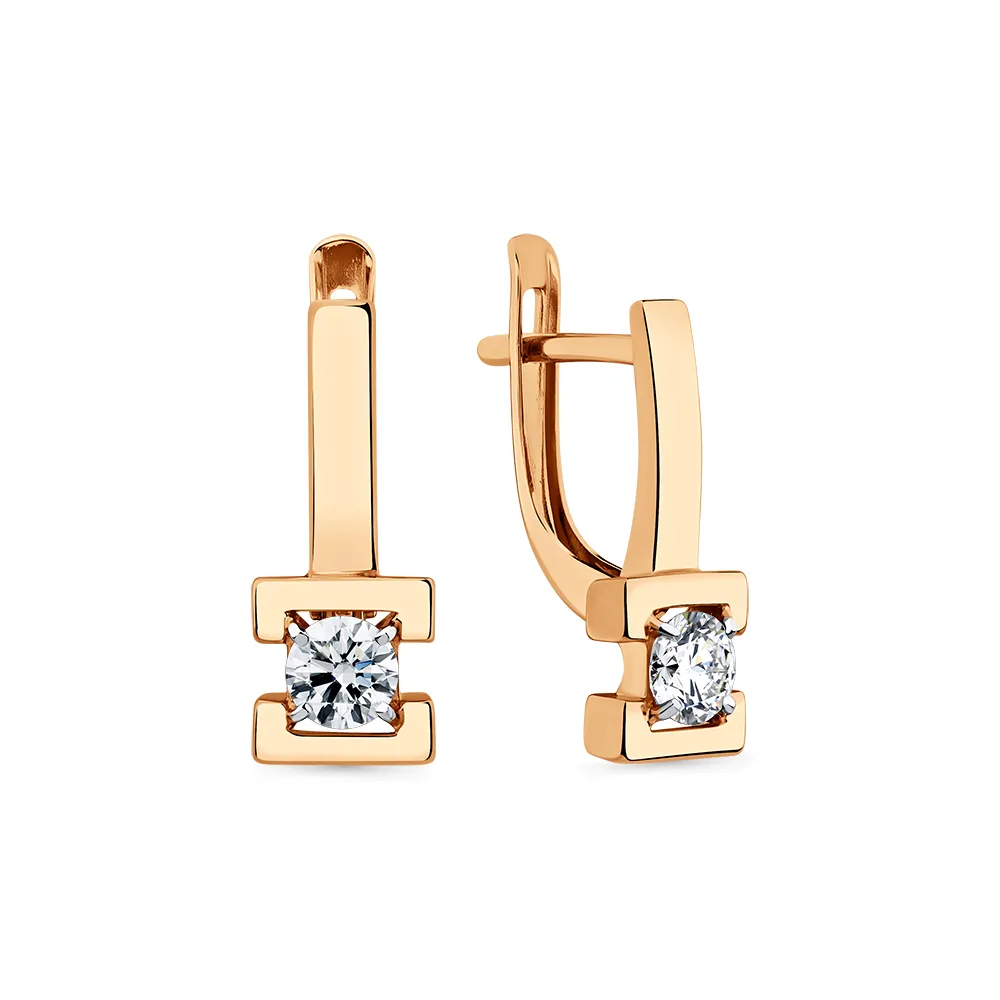 Cercei din aur roșu cu Cubic Zirconia Incolor