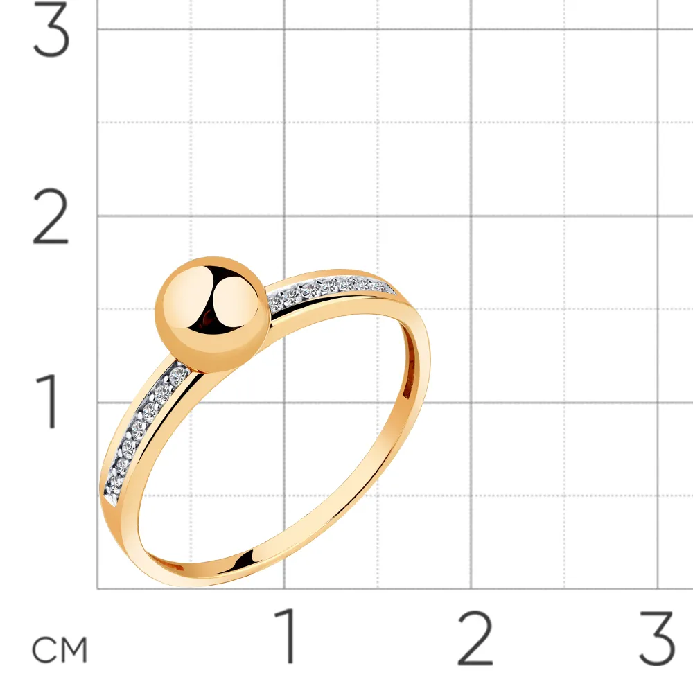 Inel din aur roșu cu Cubic Zirconia Incolor