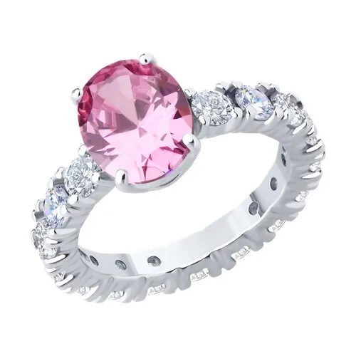 Inel din argint cu Cubic Zirconia Incolor, Cubic Zirconia Roz