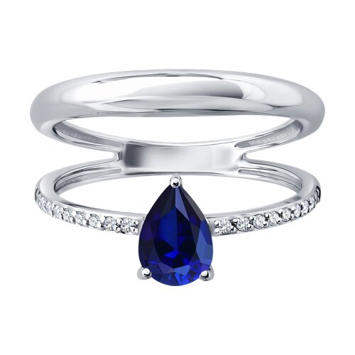Inel din aur alb cu pietre Diamant, Safir