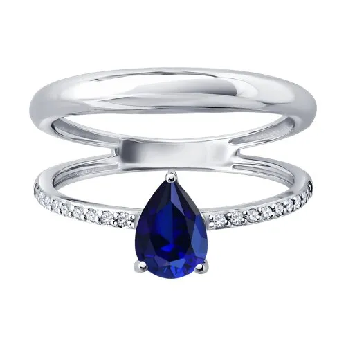 Inel din aur alb cu Diamant, Safir