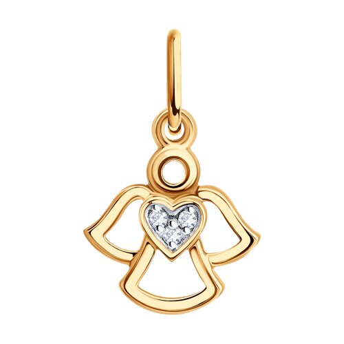 Pandantiv din aur roșu cu pietre Cubic Zirconia Incolor