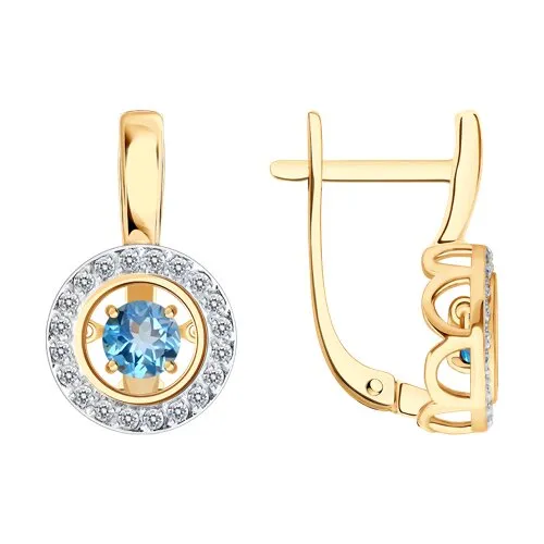 Cercei din aur roșu cu Cubic Zirconia Incolor, Topaz Swiss