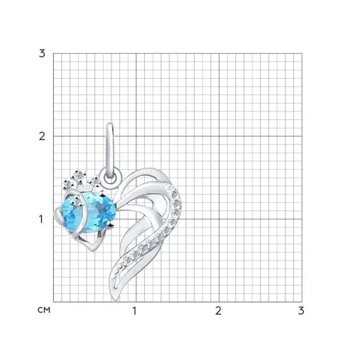 Pandantiv din aur alb cu Cubic Zirconia Incolor, Topaz Swiss