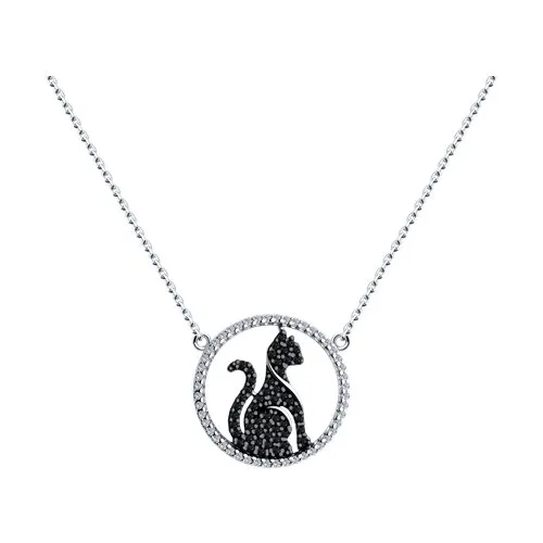 Colier din argint cu Cubic Zirconia Incolor, Cubic Zirconia Negru