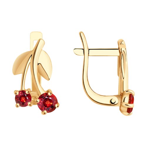 Cercei p-u copii din aur roșu cu pietre Corindon (rubin)