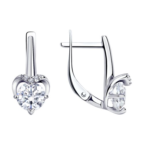 Серьги из серебра с камнями Фианит