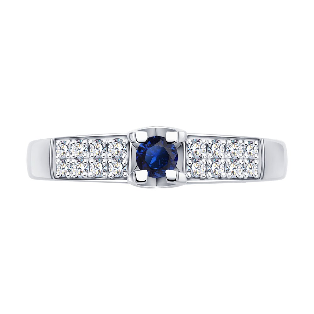 Inel din aur alb cu pietre Diamant, Safir