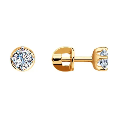 Cercei Pusete din aur roșu cu Cubic Zirconia Incolor