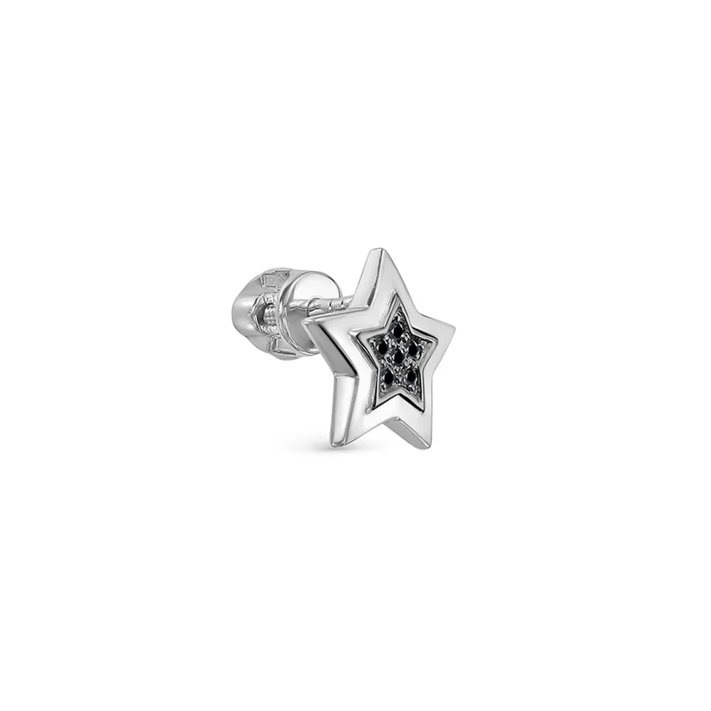 Cercel din aur alb cu Diamant negru
