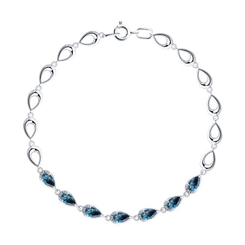 Brățară din aur alb cu pietre Cubic Zirconia Incolor, Topaz London