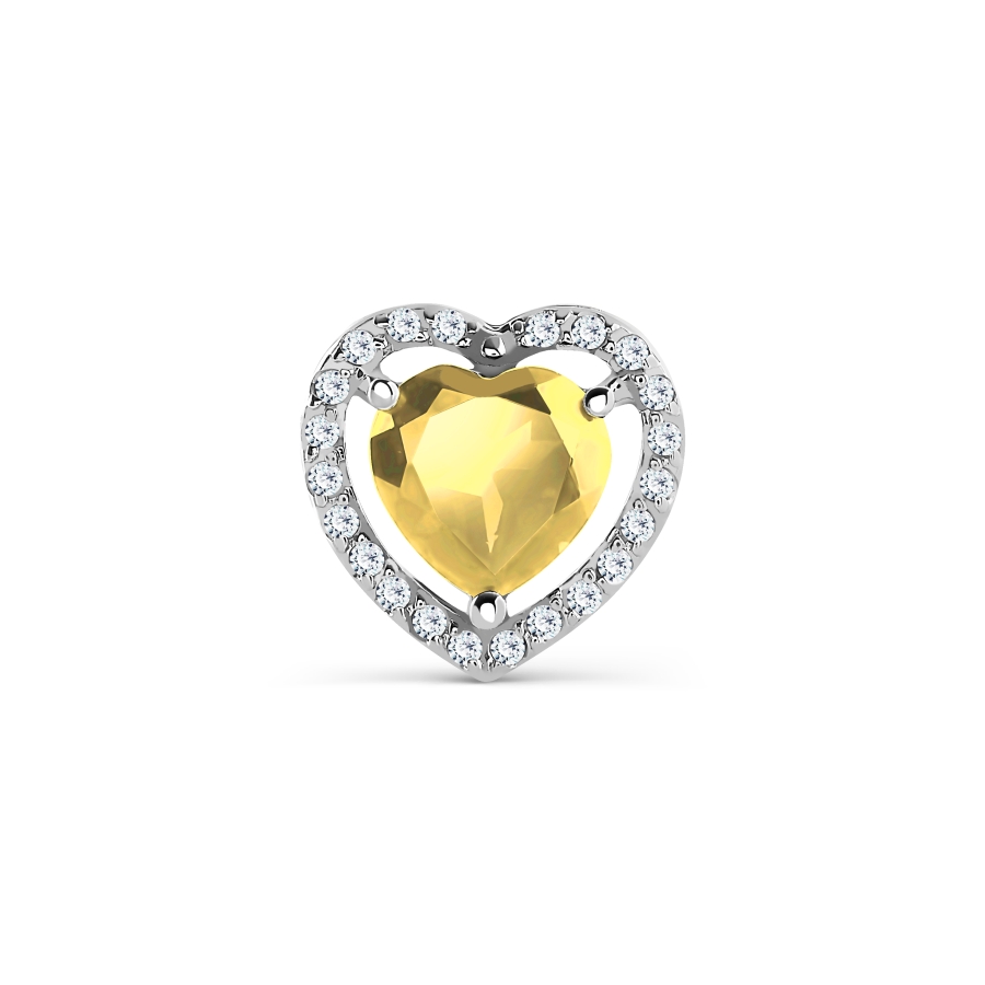 Pandantiv din aur alb cu pietre Cubic Zirconia Incolor, Citrin
