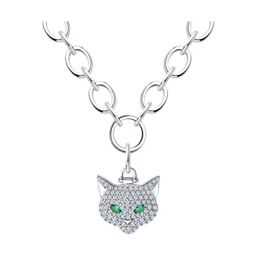 Colier din argint cu Cubic Zirconia Incolor, Cubic Zirconia Verde