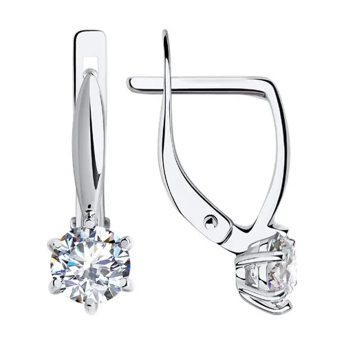 Cercei din aur alb cu Cubic Zirconia Incolor