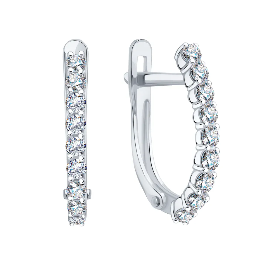 Cercei din aur alb cu Cubic Zirconia Incolor