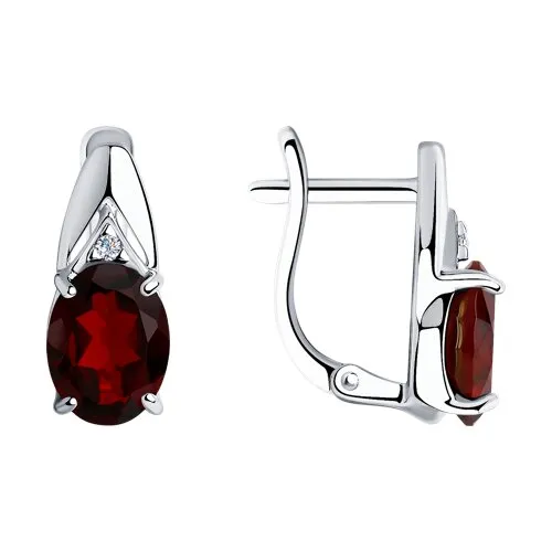 Cercei din argint cu Cubic Zirconia Incolor, Granat