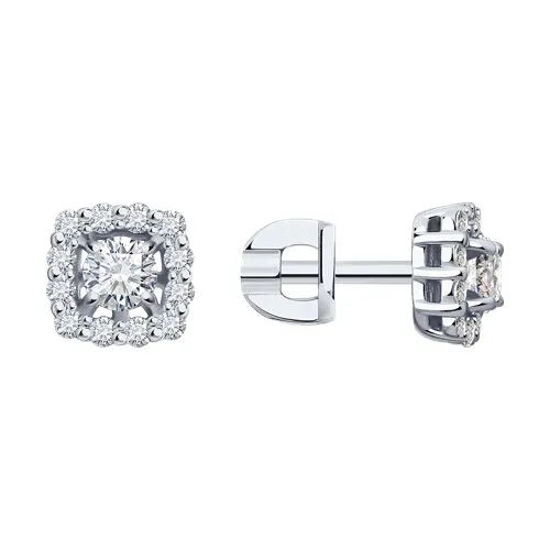 Cercei Pusete din aur alb cu Diamant