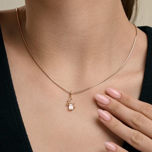 Подвеска из красного золота с камнями Кварц розовый