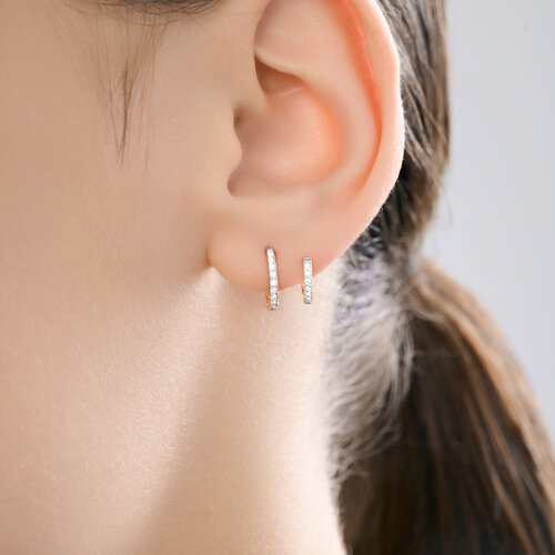 Cercel din aur roșu cu pietre Cubic Zirconia Incolor