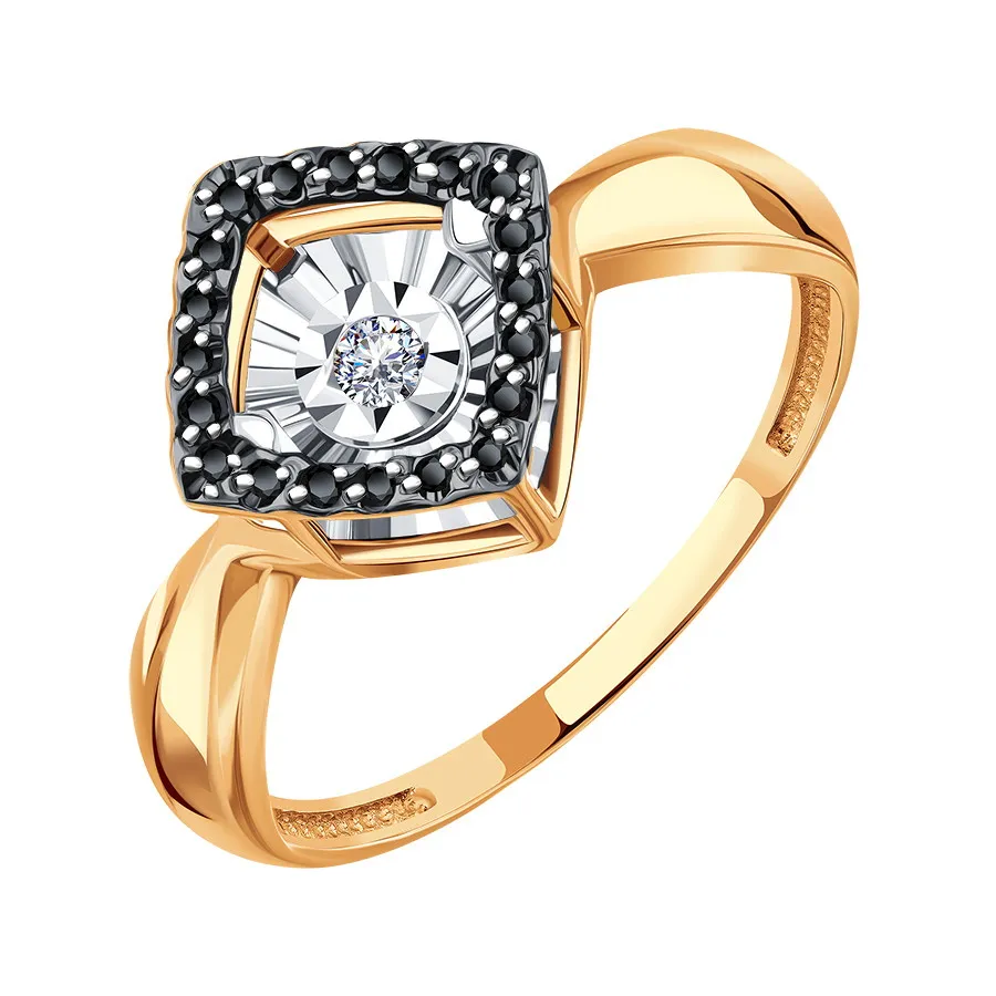 Inel din aur roșu cu Diamant, Diamant negru