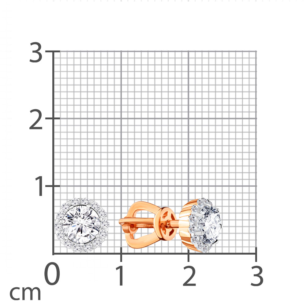 Cercei pusete din aur roșu cu pietre Cubic zirconia, Swarovski