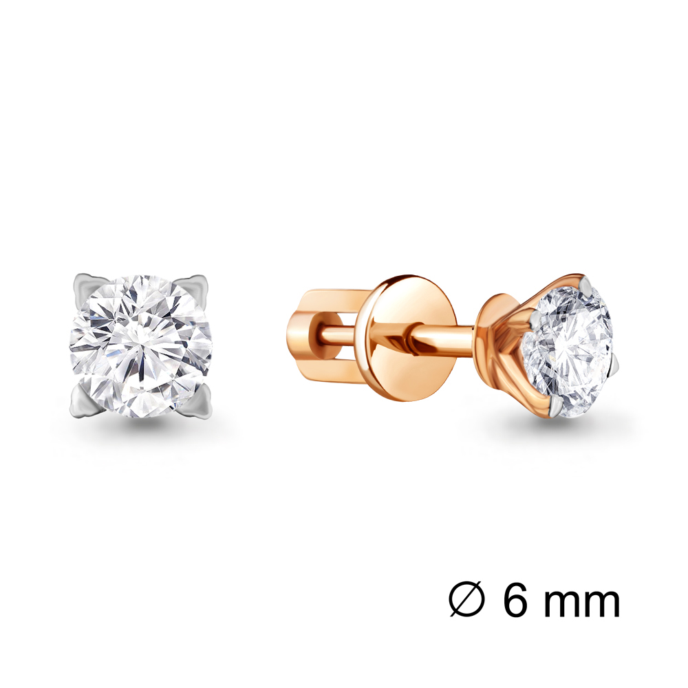 Cercei Pusete din aur roșu cu pietre Cubic Zirconia Incolor