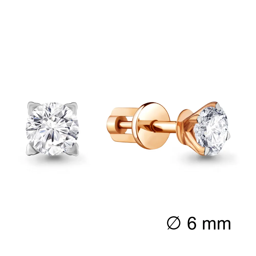 Cercei Pusete din aur roșu cu Cubic Zirconia Incolor