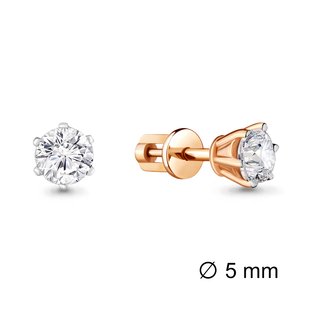 Cercei Pusete din aur roșu cu pietre Cubic Zirconia Incolor