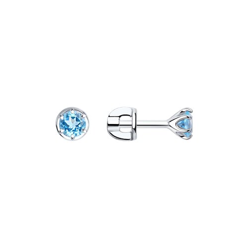 Cercei Pusete din argint  cu pietre Cubic Zirconia Albastru