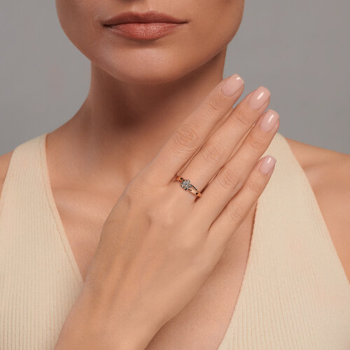 Inel din aur roșu cu pietre Cubic Zirconia Incolor
