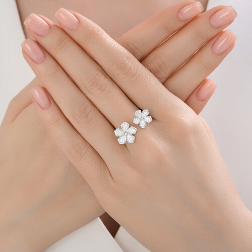 Inel din aur alb cu pietre Diamant