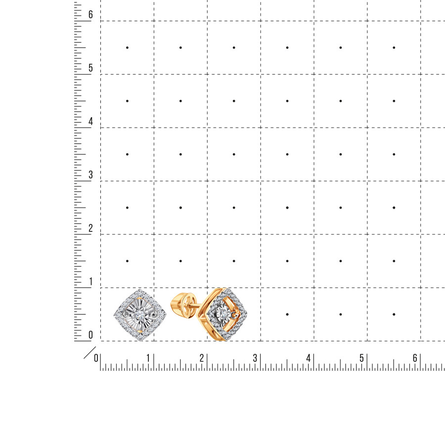 Cercei Pusete din aur roșu cu pietre Diamant