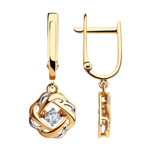 Cercei Suspendați din aur roșu cu pietre Cubic Zirconia Incolor