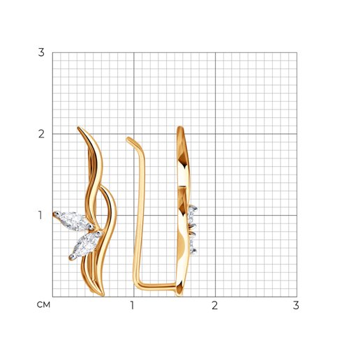 Серьги из красного золота с камнями Фианит