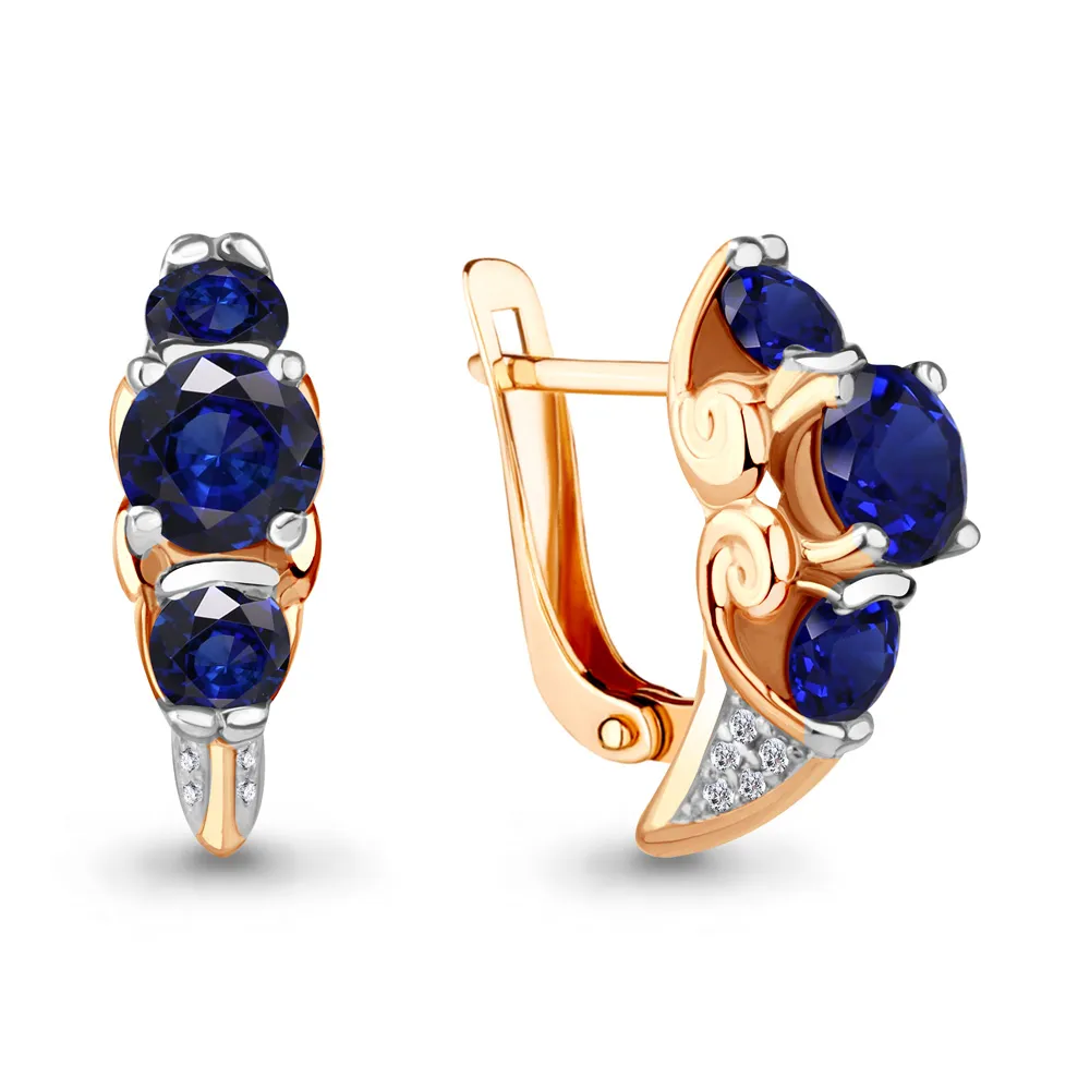 Cercei din aur roșu cu Cubic Zirconia Incolor, Nanosafir